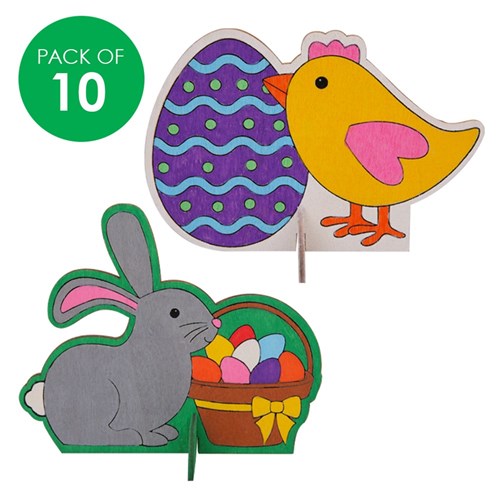 3D Wooden Easter Characters - Pack of 10