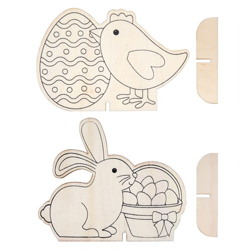 3D Wooden Easter Characters - Pack of 10