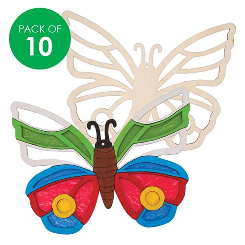 Wooden Sun Catcher Frames - Butterfly - Pack of 10