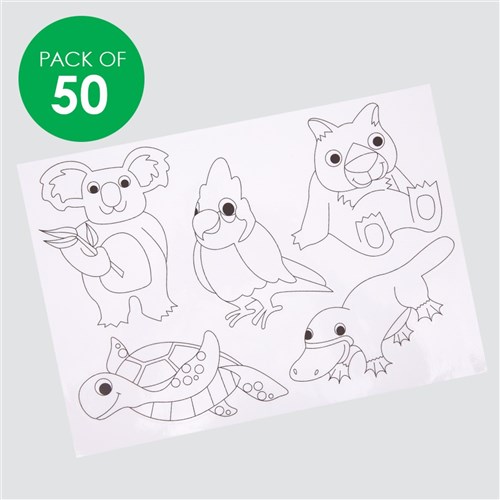 Colour Your Own Window Clings - Aussie Animals - Pack of 50