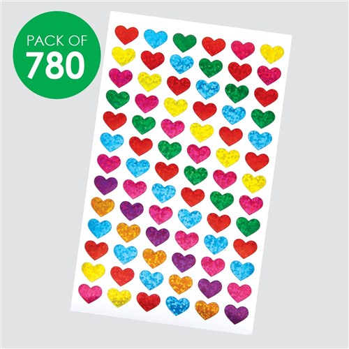 Holographic Heart Stickers - Pack of 780