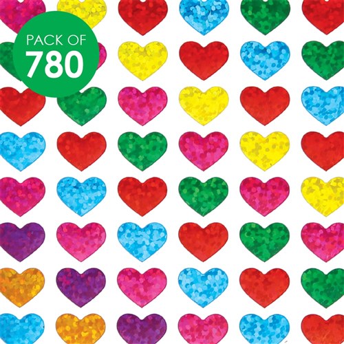 Holographic Heart Stickers - Pack of 780