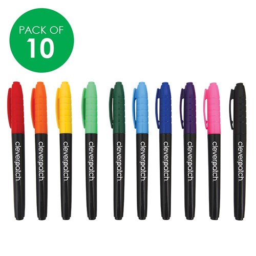 CleverPatch Permanent Markers - Coloured - Pack of 10