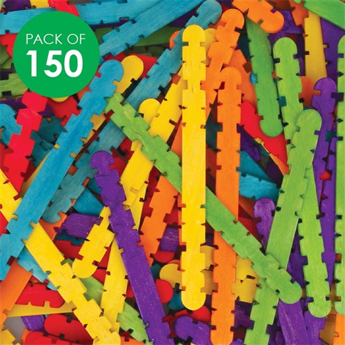 Wooden Construction Sticks - Coloured - Pack of 150