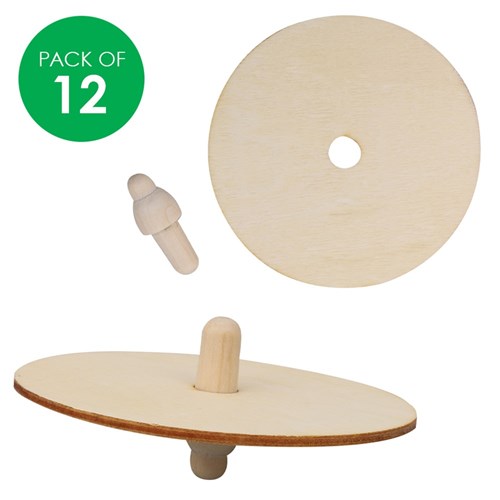 Wooden Spinning Tops - Pack of 12