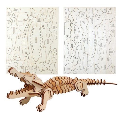 3D Wooden Crocodile Puzzle - Each