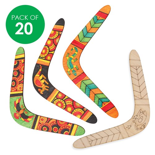 Indigenous Designed Laser Etched Boomerangs - Pack of 20