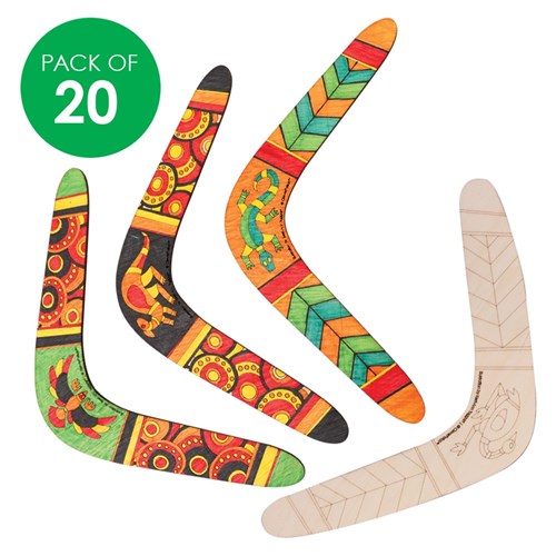 Indigenous Designed Laser Etched Boomerangs - Pack of 20