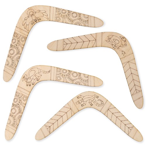 Indigenous Designed Laser Etched Boomerangs - Pack of 20