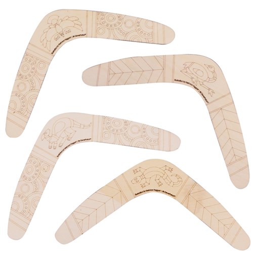 Indigenous Designed Laser Etched Boomerangs - Pack of 20