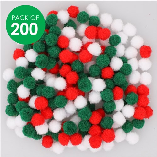 Christmas Pom Poms - Pack of 200