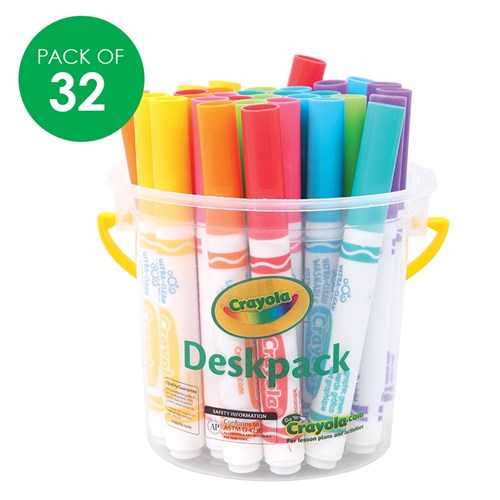 Crayola Washable Broad Line Markers Deskpack - Brights - Pack of 32