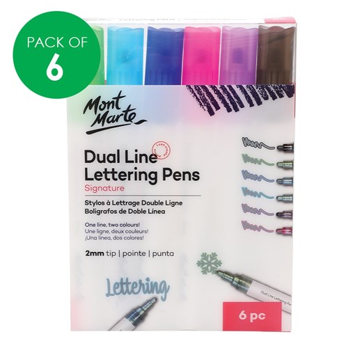 MONT MARTE Dual Line Lettering Pens SIGNATURE 2mm Tip 6-Colors