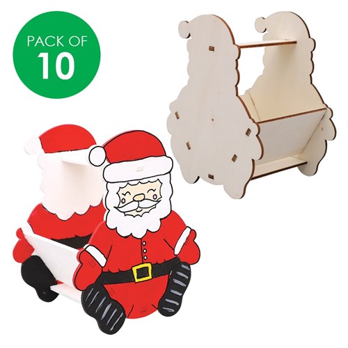 3D Wooden Santa Baskets - Pack of 10
