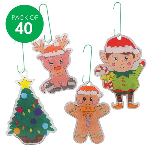 Printed Shrink Film Christmas Ornaments - Pack of 40