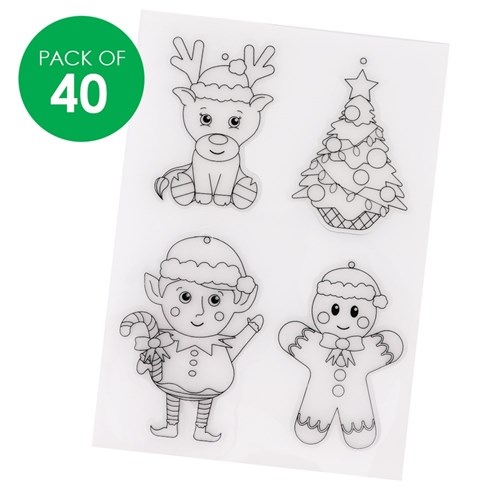 Printed Shrink Film Christmas Ornaments - Pack of 40