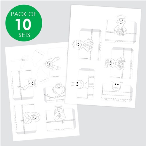 Paper Nativity Characters - Pack of 10 Sets