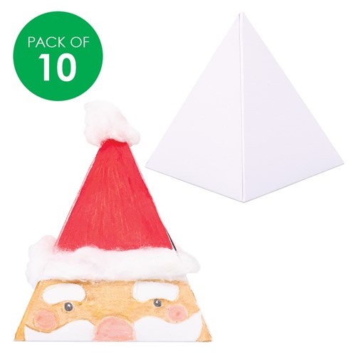 3D Cardboard Pyramids - White - Pack of 10
