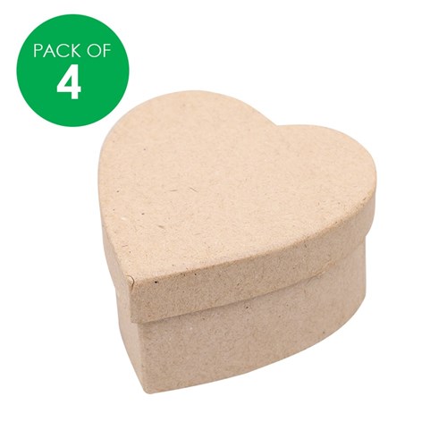 Papier Mache Box - Heart - Pack of 4