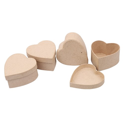 Papier Mache Box - Heart - Pack of 4