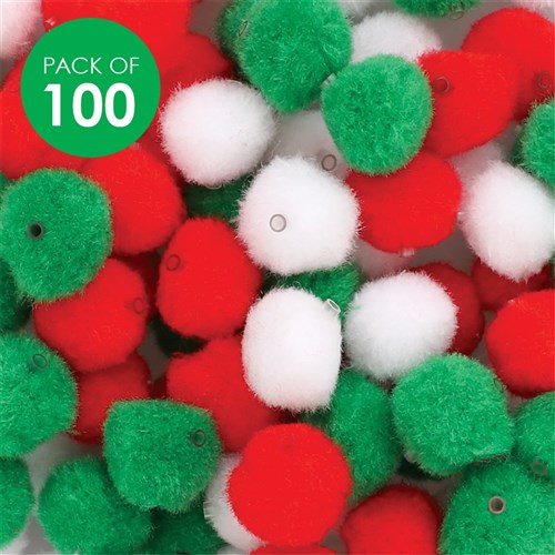 Pom Pom Beads - Christmas - Pack of 100