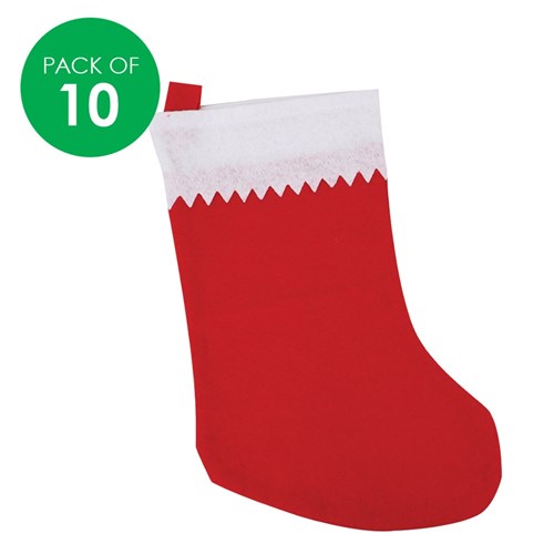 Large Felt Christmas Stockings - Pack of 10