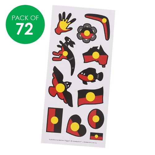 Indigenous Designed Aboriginal Flag Stickers - Pack of 72