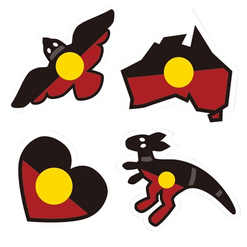 Indigenous Designed Aboriginal Flag Stickers - Pack of 72