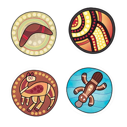 Indigenous Designed Stickers - Round - Pack of 126