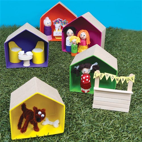 Papier Mache House & Wooden Family Kit