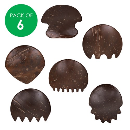 Coconut Shell Tools - Natural - Pack of 6