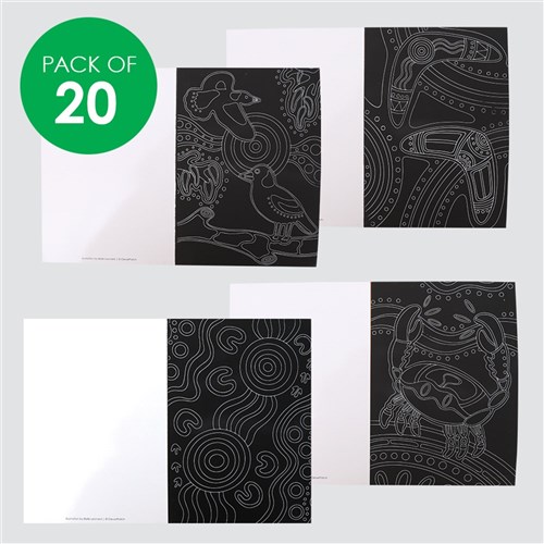 Indigenous Designed Printed Scratch Board Greeting Cards - Pack of 20