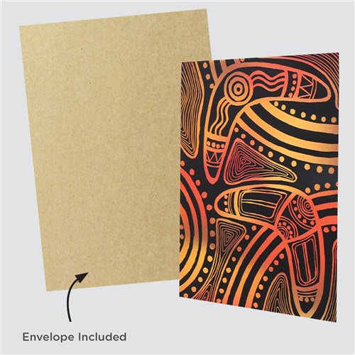 Indigenous Designed Printed Scratch Board Greeting Cards - Pack of 20