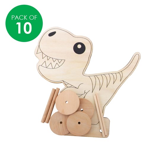 Wooden Dinosaur on Wheels - Pack of 10