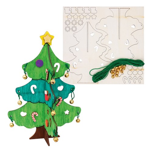 Wooden Christmas Tree with Decorations - Each