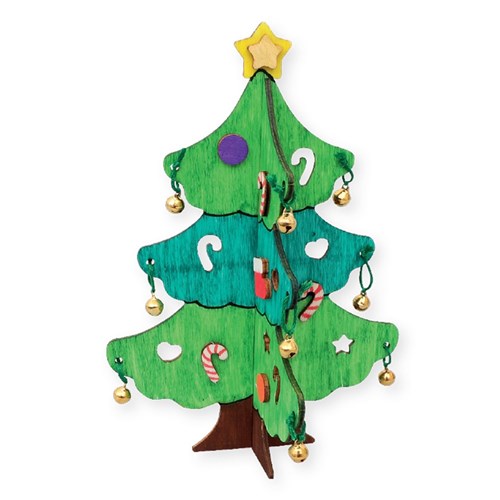 Wooden Christmas Tree with Decorations - Each