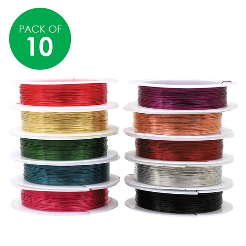 Coloured Beading Wire - Pack of 10 Colours