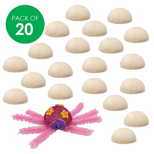 Wooden Half Spheres - Pack of 20