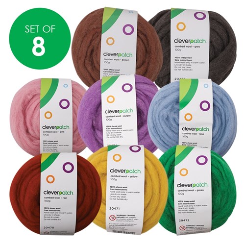 Combed Wool - 100g - Set of 8 Colours