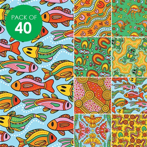 Indigenous Designed Graphic Craft Paper - Pack of 40