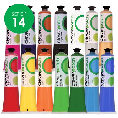 CleverPatch Acrylic Paint Tubes - 75ml - Set of 14 Colours