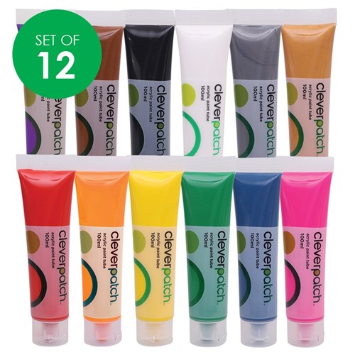 CleverPatch Acrylic Paint Tubes - 75ml - Set of 14 Colours