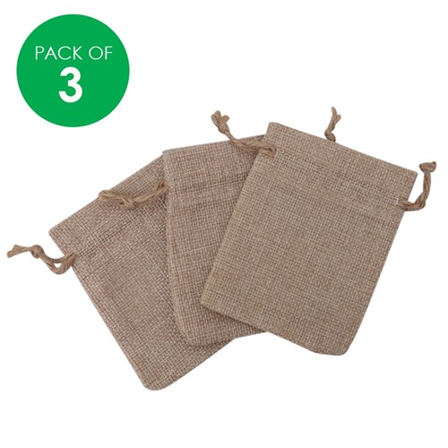 Natural Jute Drawstring Bags - Pack of 3