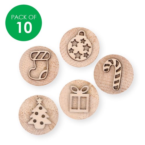 Wooden Christmas Stamps - Pack of 10