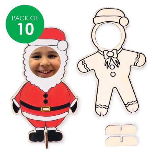 3D Wooden Christmas Character Frames - Pack of 10