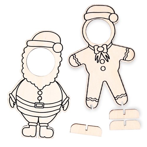 3D Wooden Christmas Character Frames - Pack of 10