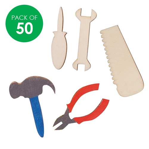 Mini Wooden Tool Shapes - Pack of 50