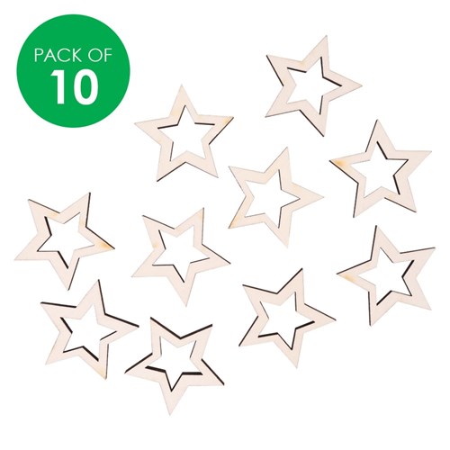 Wooden Star Cutouts - Small - Pack of 10