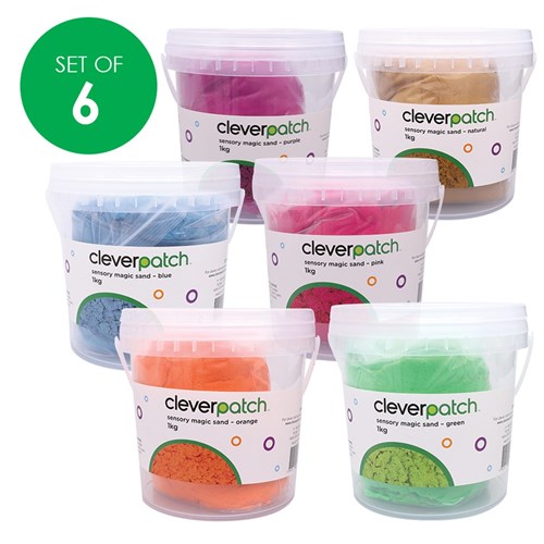 CleverPatch Sensory Magic Sand - 1kg Tub - Set of 6 Colours
