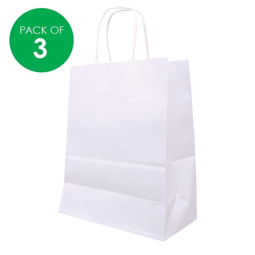 Paper Gift Bag - White - Pack of 3